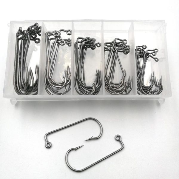 

50pcs [each size10pcs]aberdeen offset jig hook high carbon steel 90 degree shank bent saltwater hooks 2#1# 1/0# 2/0# 3/0# fishing
