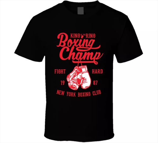 

boxing champ tee, boxing glove fight sport iron mike american men's t-shirt new, White;black