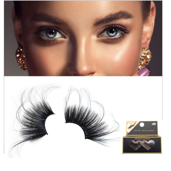

false eyelashes super long exaggerated 50-70mm lashes book 100% 3d mink fluffy messy criss-cross dramatic stage
