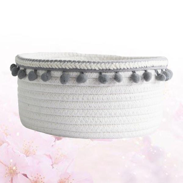 

cotton rope knit deskstorage basket simple plush decor for sundries key phone (random color plush) baskets