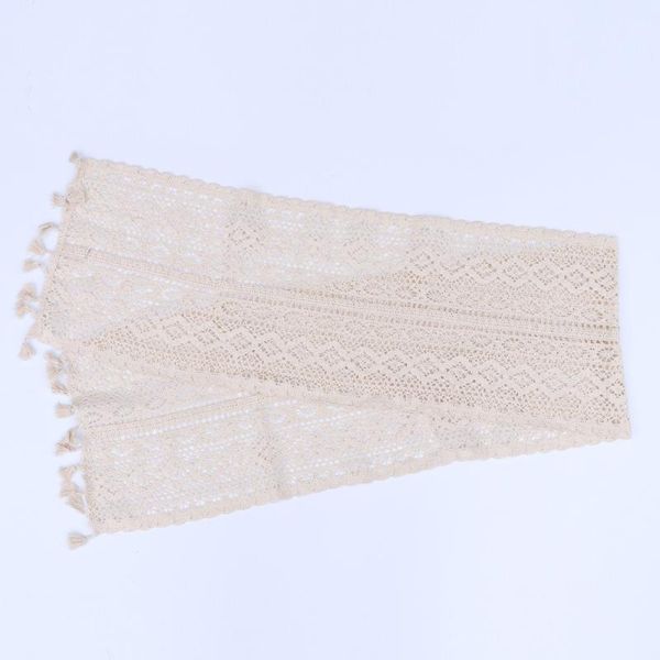 

tablecloth christmas lace table runner with fringe hollow for home wedding valentine party decoration (white) cloth