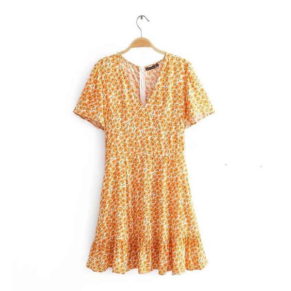

spring casual print dresses ruffle skirt style slim short sleeve dress, Black;gray