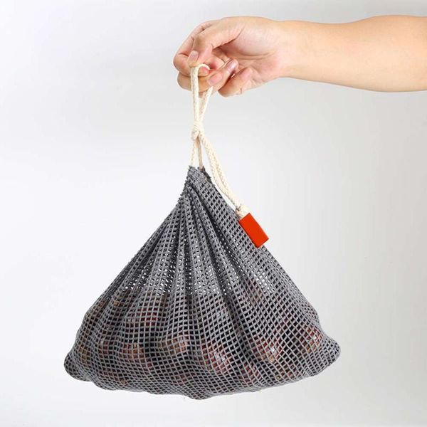 

storage bags 3pcs reusable mesh produce washable eco friendly for grocery shopping fruit vegetable toys sundries bag