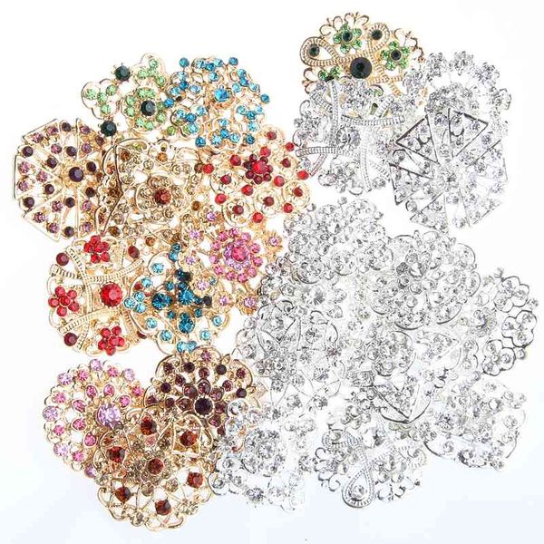 120 pcs clássico cristal strass brochas de ouro Pins casamento buquês de metal broche para mulheres festa nupcial