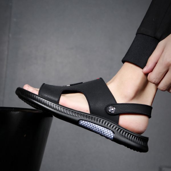 

sandals will see leather sandals for outdoor men breathable beach flip flops interior fashion slides man flat slippers u8rf, Black