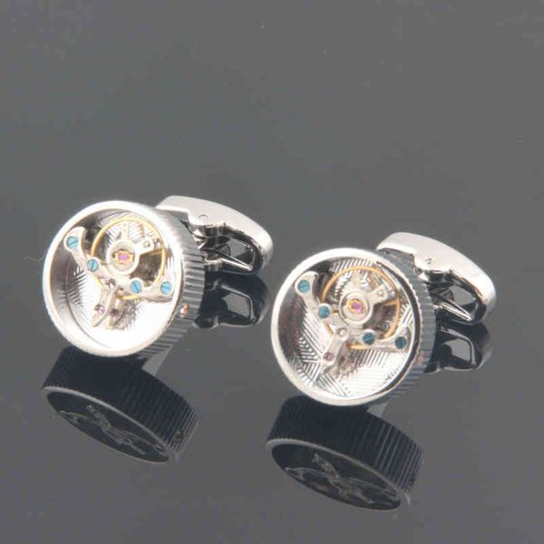 

french cuff link sleeve nail mechanical movement 17mm gold, Silver;golden