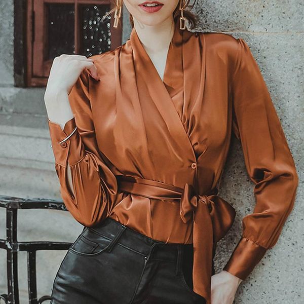 

women's blouses & shirts spring fall fashion womens v neck long sleeve bow cardigan blouse shirt , autumn female woman elegant 3xl top, White