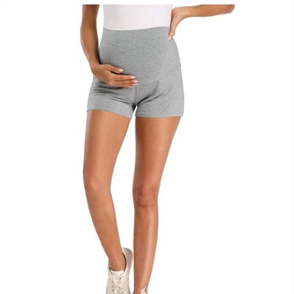 

maternity bottoms thin cotton short pants summer soild grey shorts clothes for pregnant women casual belly pregnancy basic, White