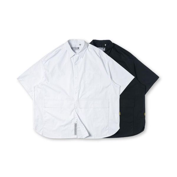 

men summer loose casual short sleeve cotton shirt male japan korea streetwear hip hop couple shirts men's, White;black
