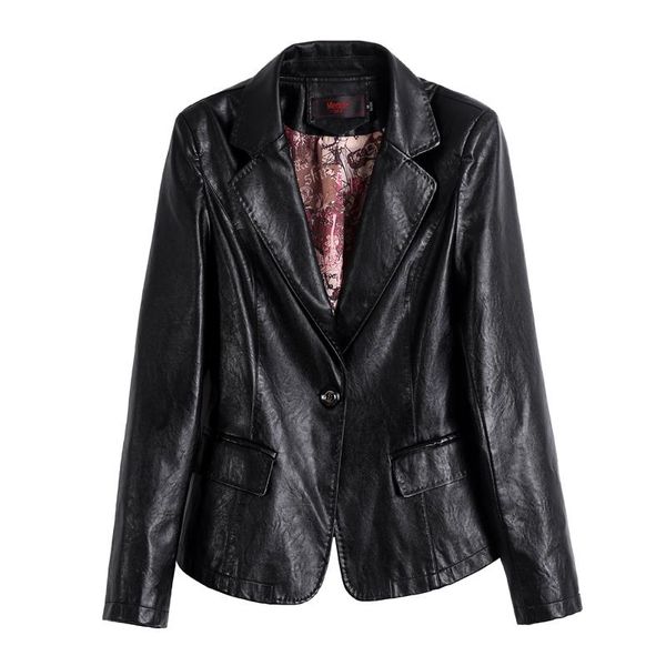 

women's leather & faux spring autumn women coat female fashion blazer plus size 5xl clothing v-neck suede, Black