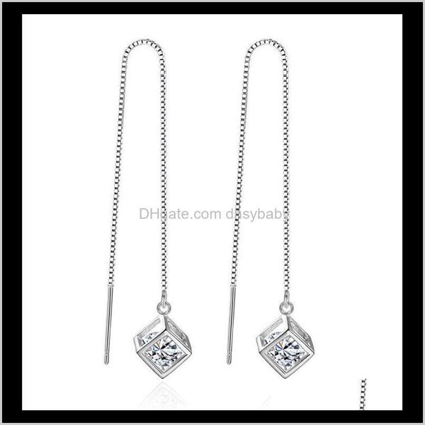 

dangle & chandelier drop delivery 2021 luxury designer box tassel stud earrings fashion 925 sterling sier long studearrings for women girl b, Silver