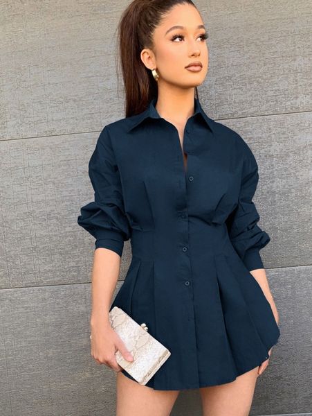 

gathered sleeve fold pleated front blouse i7nl#, White