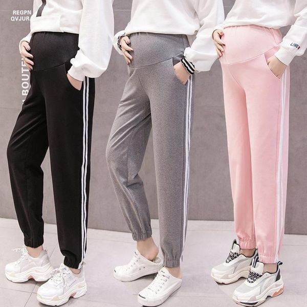 

po shoot fashion 2021 maternity pants autumn style outer wear casual trousers athletic pure cotton leggings bottoms, White