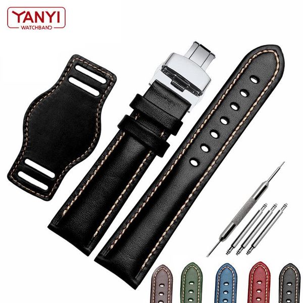 

watch bands the first layer cowhide genuine leather bracelet 18mm 20mm 21mm 22mm strap matte watchband with mat wine wristwatches band, Black;brown