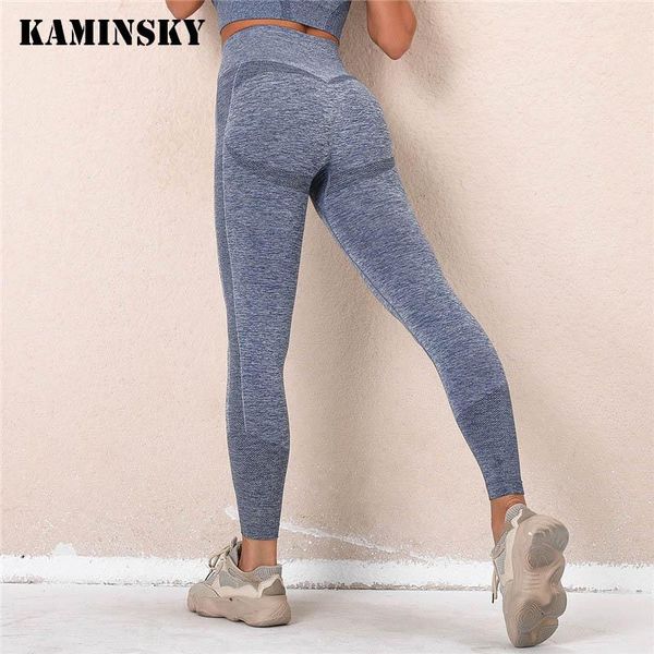 

women's leggings kaminsky 20% spandex seamless legging pant sports clothing solid high waist ankle length workout for fittness jeggings, Black