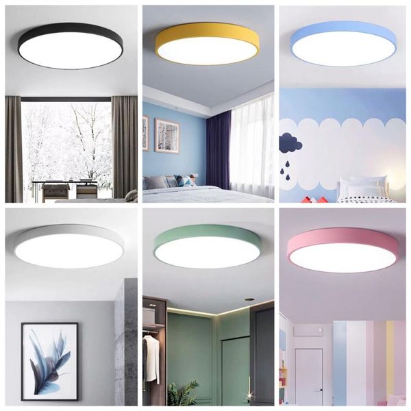

ceiling lights led modern lamp living room lighting bedroom children luminaires nordic simple round macarons color