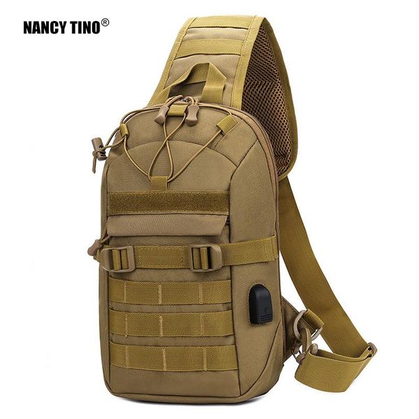 

outdoor bags nancy tino usb charging chest bag military tactical army shoulder sling fishing camping hiking travel duffle mochila
