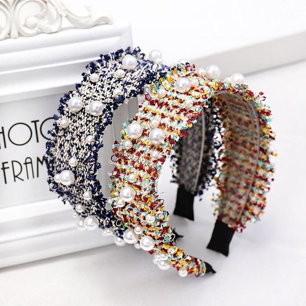

fashion weave tassels brim pearl hair bands women girls accessories rainbow headband headwear opaska do wlosow bandeau1