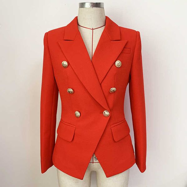 

est fashion designer jacket women's classic lion buttons double breasted slim fitting textured blazer 210526, White;black