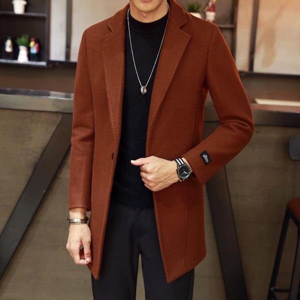 

men's jackets autumn winter coat windbreaker plaid casual woolen blouse, Black;brown