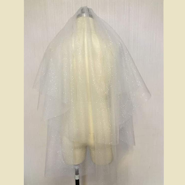 

bridal veils shining bling two layers short wedding veil with comb 150cm white ivory champagne, Black