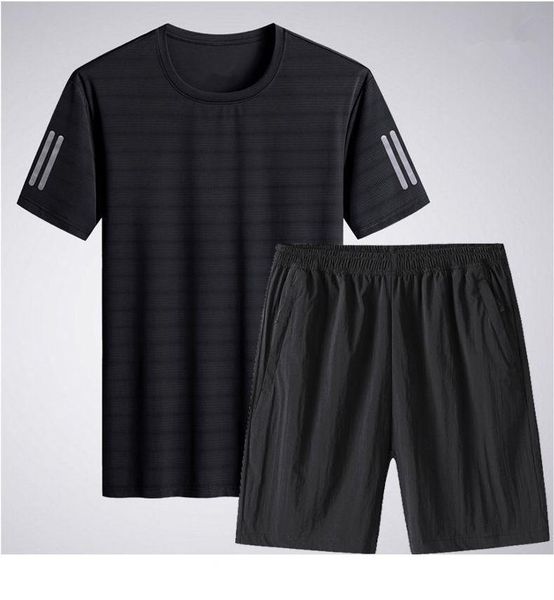 

men's casual shirts men 2021 summer leisure sports suit running fitness ice silk short sleeved, White;black