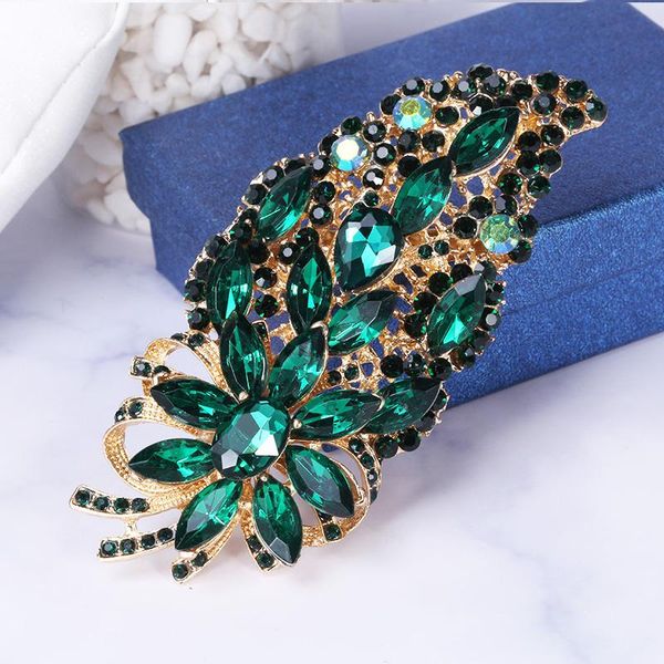 

pins, brooches lubov multi-color vintage rhinestone flower for women coat suit brooch pin elegant accessories 2021, Gray