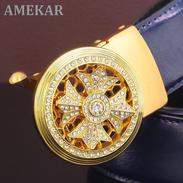 

belts fashion rotate round automatic buckle young men belt luxury genuine leather designer ceinture homme q9, Black;brown