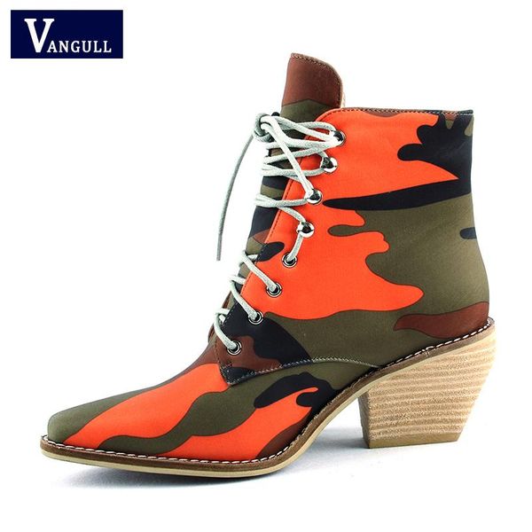 

boots 2021 spring/autumn high heels 7cm strange style fashion camouflage ankle shoes woman lace up night club, Black