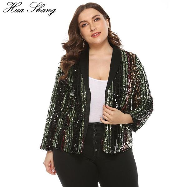 

women's jackets plus size 5xl autumn winter women jacket long sleeve sequins colorful striped coat street wear female elegant coats, Black;brown