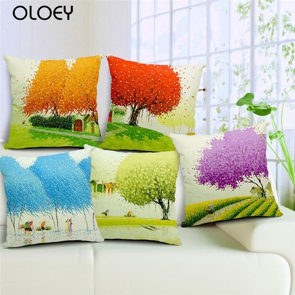 

pillow case plant pattern pillowcase, square linen bedroom family el car decorative size 45cmx45cm .