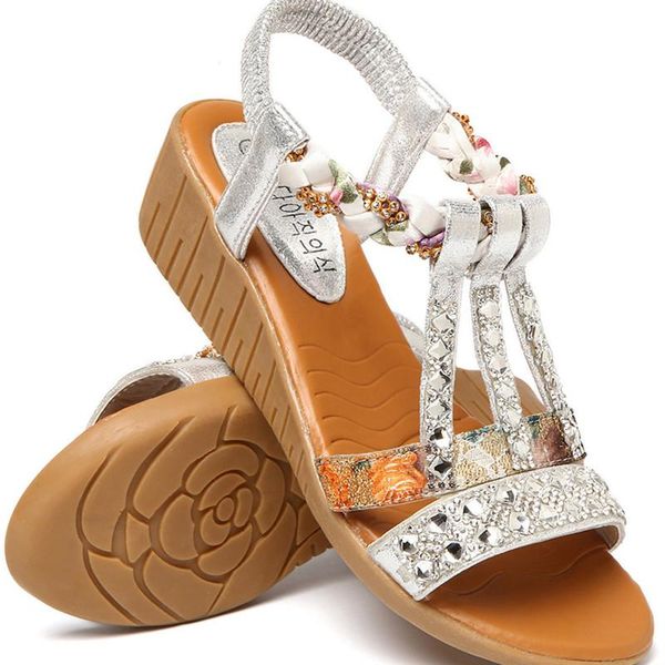 

dress shoes women's crystal diamond leather belt pu bohemia sandalias mujer sapato feminino, Black