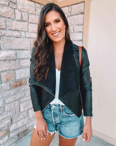 

leather jacket high fashion men belt wash zipper slim fit lapel, Black