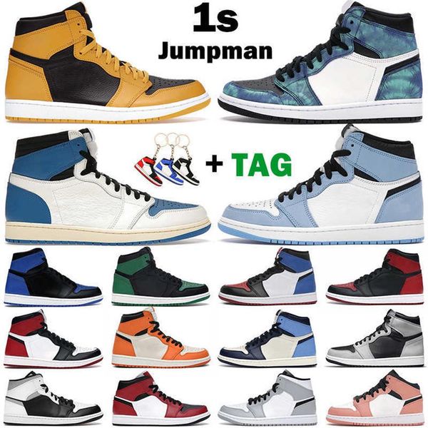 

men women jumpman basketball shoes 1s high og 1 military blue electro orange hyper royal university banned pollen tie dye mens trainersa58