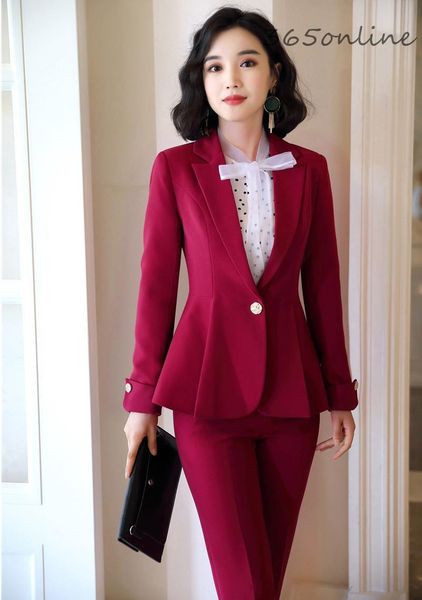 

uniform designs ladies pantsuits formal women business work wear suits ol styles professional blazers pants autumn winter women's two p, White