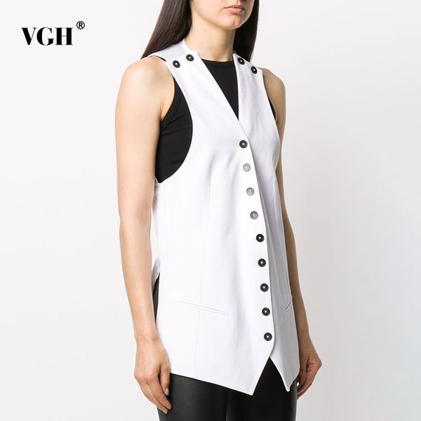 

casual hit color vest for women v neck sleeveless patchwork bowknot straight loose coats female summer fashion 210507, Black;white
