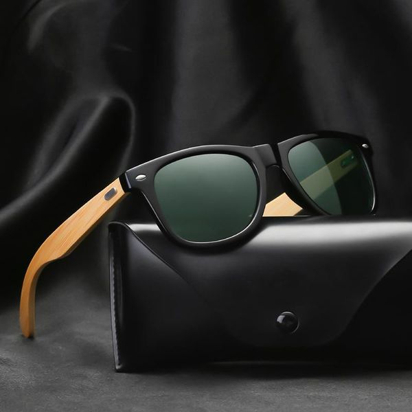

sunglasses classic bamboo wood men women vintage square driving sun glasses designer anti-glare eyewear, White;black