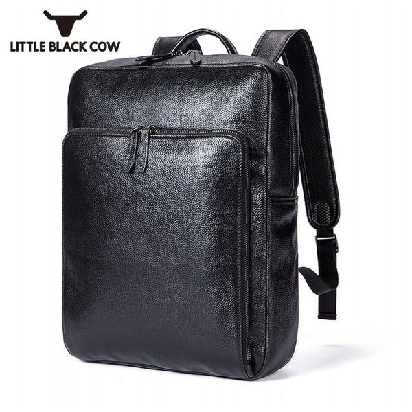 

backpack korean style classic business men office work lappacking luxury real cow leather teenager school bookbag backpacks