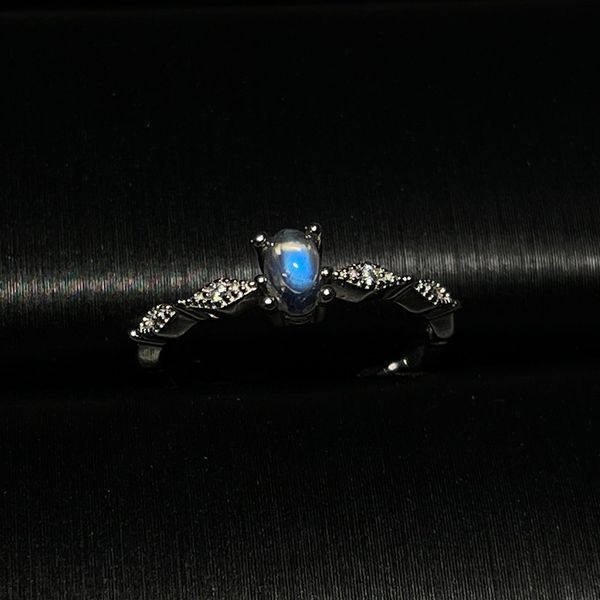 

blue female japanese and korean crystal ring ins925 silver indian moonstone ring