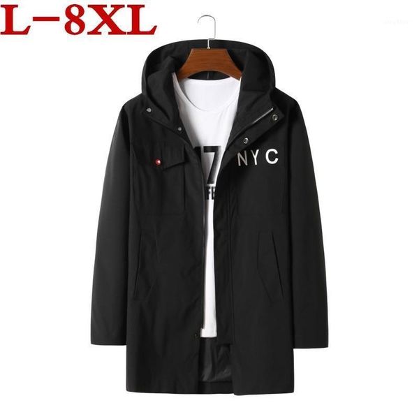 

men's jackets spring and autumn plus size 8xl 7x code men coat three hundred catties can wear casual loose have a hat super large jacke, Black;brown