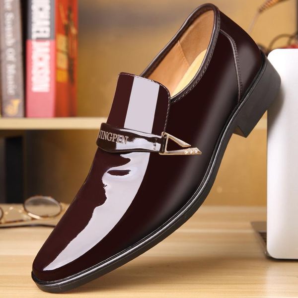 

dress shoes leather pointed business casual formal wear suit glossy men black