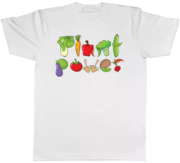 

plant power vegan mens t-shirt, White;black