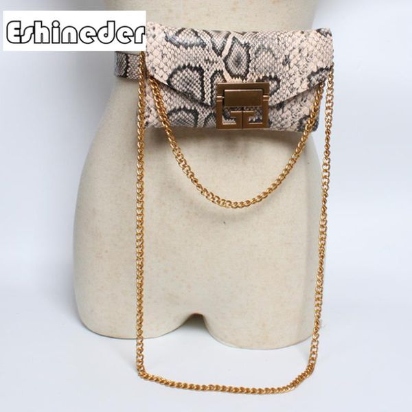 

waist bags eshineder women vintage pu belt bag belly serpentine fanny packs fashion chain crossbody