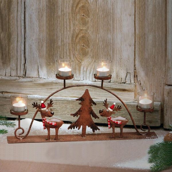 

christmas elk carriage candlestick deer sleigh candle cup holders