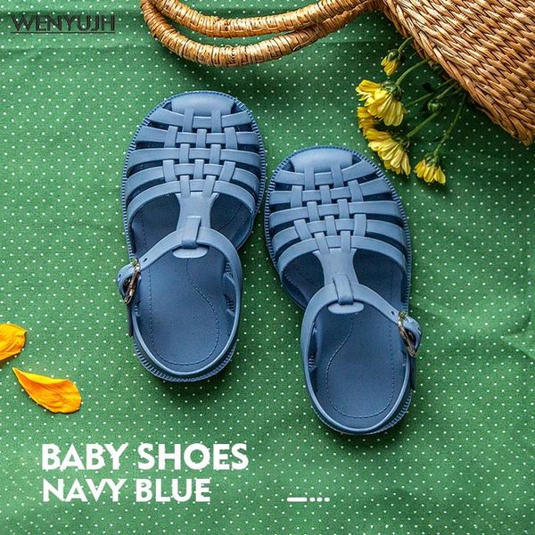 

summer children solid sandals baby girls toddler soft non-slip princess shoes kids candy jelly beach boys roman slippers, Black;red