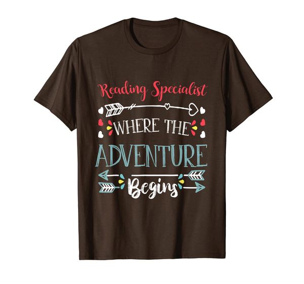 

womens reading specialist where the adventure begins gift t-shirt, White;black