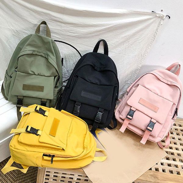 

backpack pink students canvas backpacks women fashion shoulder bag solid color school for teenage girls travel