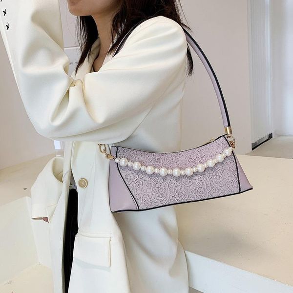 

waist bags women's 2021 korean handbags fashion pearl chain baguette underarm shoulder bag