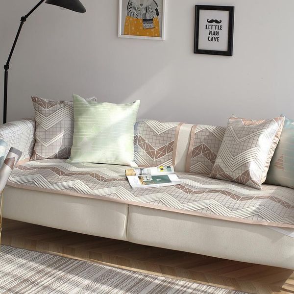 

chair covers slip-resistant sofa cover towel printing geometric slipcover for living room couch ice silk summer cushion