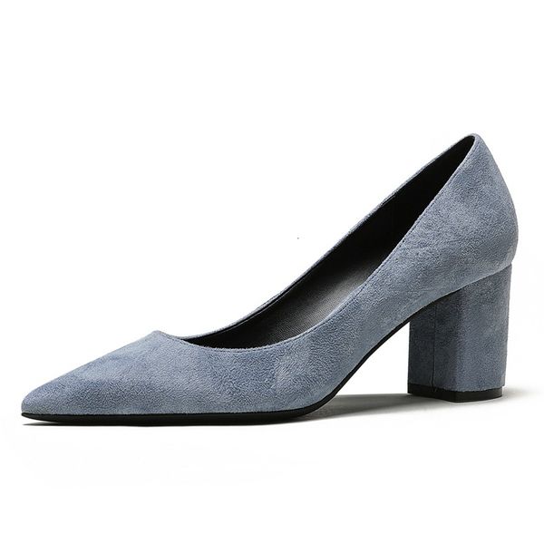 

sandals women pumps high heels shoes woman spring autumn pointed toe ladies shoe suede leather office wedding female n0059 jj, Black